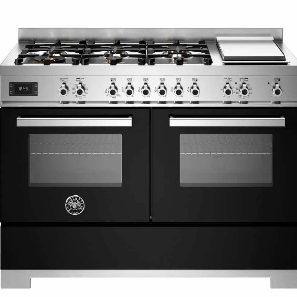 PRO126G2EGIT2 Professional gasskomfyr 120 cm med 6 brennere, elektrisk stekebord og 2 ovner, gul