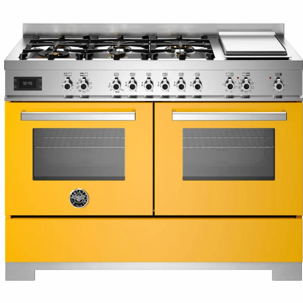 PRO126G2ENET2 Professional gasskomfyr 120 cm med 6 brennere, elektrisk stekebord og 2 ovner, svart