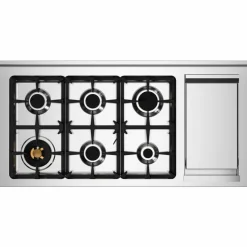 PRO126G2ENET2 Professional gasskomfyr 120 cm med 6 brennere, elektrisk stekebord og 2 ovner, svart
