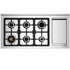 PRO126G2ENET2 Professional gasskomfyr 120 cm med 6 brennere, elektrisk stekebord og 2 ovner, svart