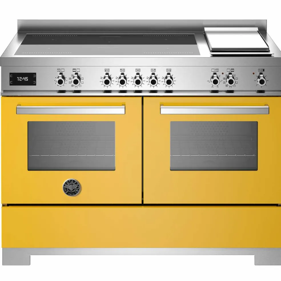 PRO125I2EBIT2 Professional induksjonskomfyr 120 cm med 5 soner, elektrisk stekebord og doble ovner, hvit