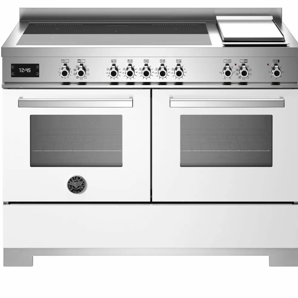 PRO125I2EBIT2 Professional induksjonskomfyr 120 cm med 5 soner, elektrisk stekebord og doble ovner, hvit