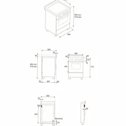 PRO64I1EGIT2 Professional induksjonskomfyr 60 cm med 4 soner og 1 ovn, gul