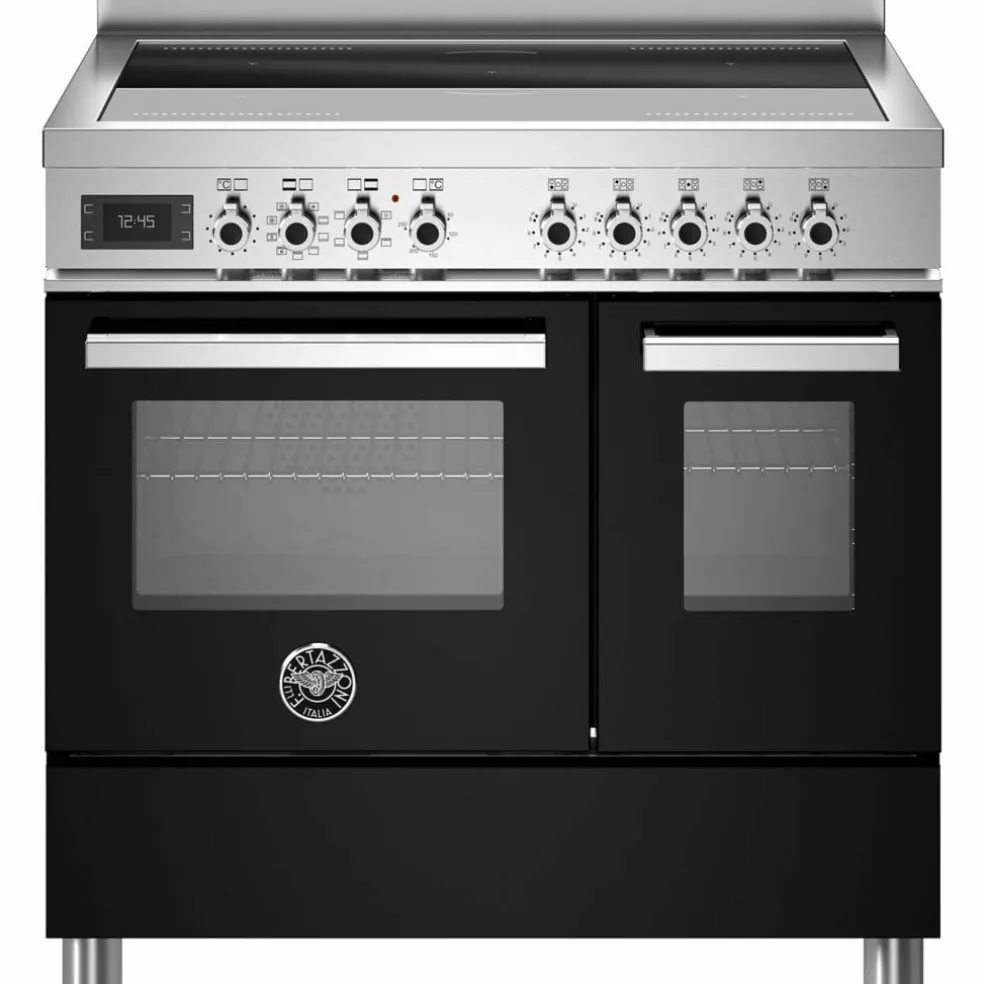 PRO95I2ENET Professional induksjonskomfyr med dobbelovn 90 cm, Svart