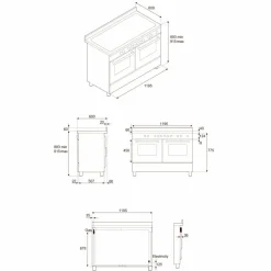 PRO125I2EROT2 Professional induksjonskomfyr 120 cm med 5 soner, elektrisk stekebord og 2 ovner, rød