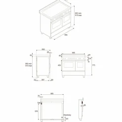 PRO105I2EXT2 Professional induksjonskomfyr 100 cm med 5 soner og 2 ovner, rustfritt stål