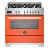 PRO96L1EART2 Professional gasskomfyr 90 cm med 6 brennere og 1 ovn, oransje