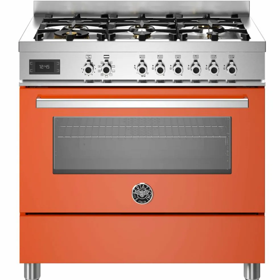 PRO96L1EART Professional Gasskomfyr med ovn 90 cm, Orange