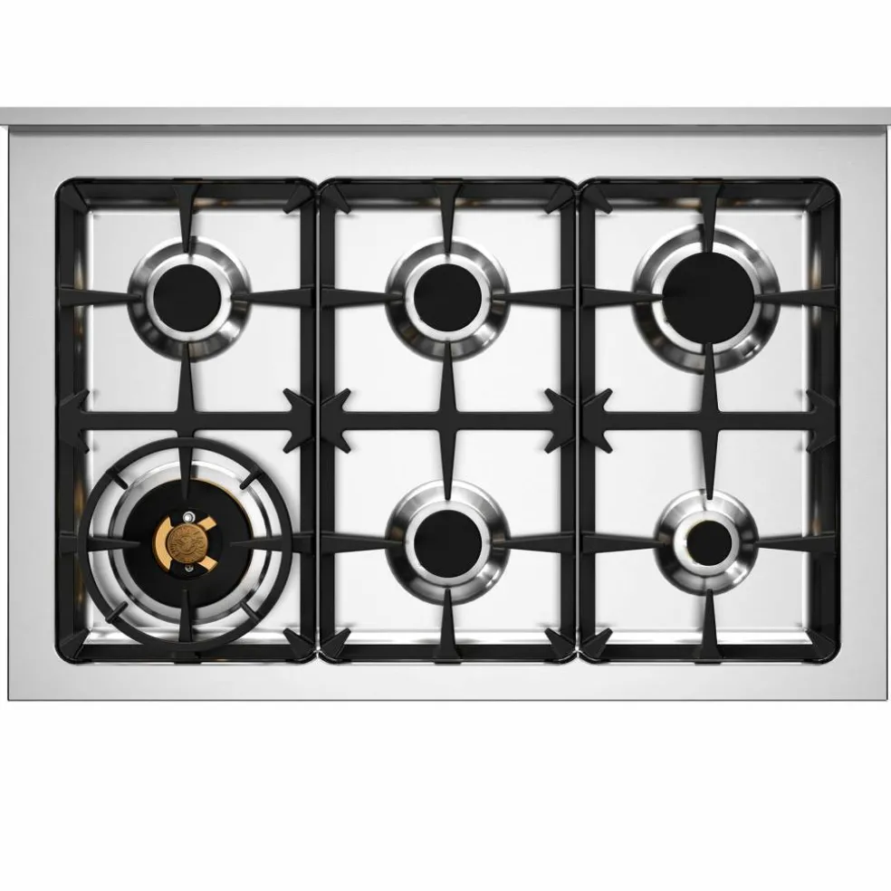 PRO96L1EBIT2 Professional gasskomfyr 90 cm med 6 brennere og 1 ovn, hvit