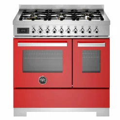 PRO96L2EBIT2 Professional gasskomfyr 90 cm med 6 brennere og 2 ovner, hvit