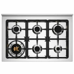 PRO96L2EBIT2 Professional gasskomfyr 90 cm med 6 brennere og 2 ovner, hvit