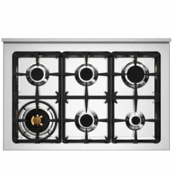 PRO96L2EBIT2 Professional gasskomfyr 90 cm med 6 brennere og 2 ovner, hvit