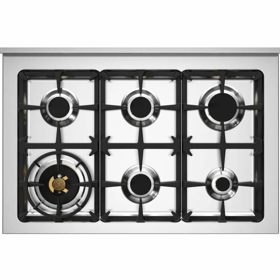 PRO96L2EBIT Professional Gasskomfyr med dobbelovn 90 cm, Hvit
