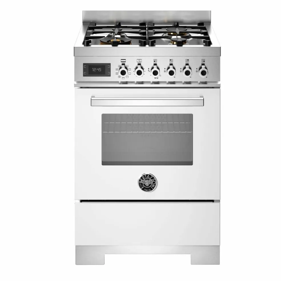 PRO64L1EBIT2 Professional gasskomfyr 60 cm med 4 brennere og 1 ovn, hvit