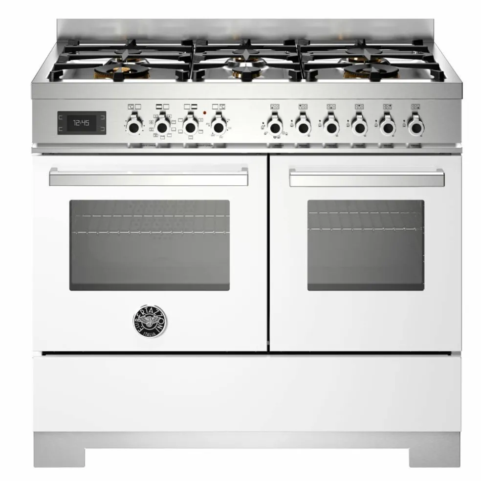 PRO106L2EBIT2 Professional gasskomfyr 100 cm med 6 brennere og 2 ovner, hvit