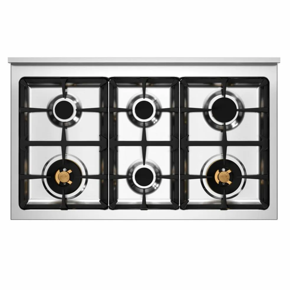 PRO106L2EBIT2 Professional gasskomfyr 100 cm med 6 brennere og 2 ovner, hvit