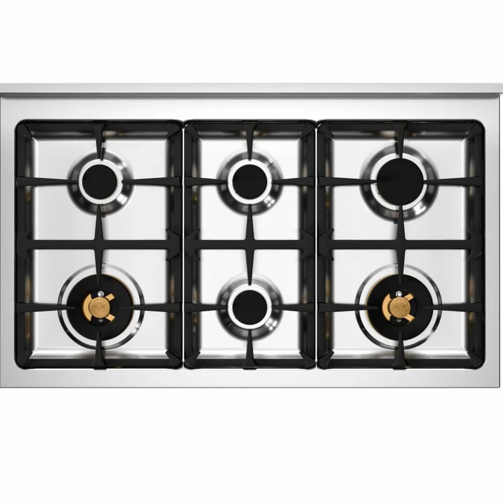 PRO106L2EGIT2 Professional gasskomfyr 100 cm med 6 brennere og 2 ovner, gul