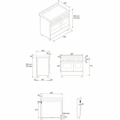 PRO106L2EGIT2 Professional gasskomfyr 100 cm med 6 brennere og 2 ovner, gul
