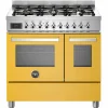 PRO96L2EGIT Professional Gasskomfyr med dobbelovn 90 cm, Gul