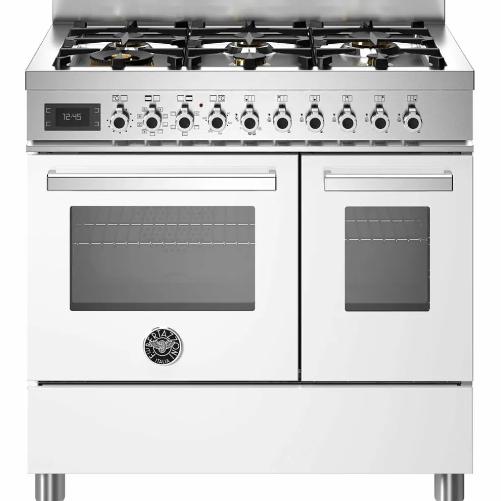 PRO96L2EGIT Professional Gasskomfyr med dobbelovn 90 cm, Gul