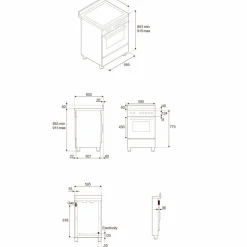 PRO64L1ENET2 Professional gasskomfyr 60 cm med 4 brennere og 1 ovn, svart