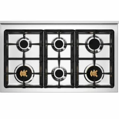 PRO106L2EROT2 Professional gasskomfyr 100 cm med 6 brennere og 2 ovner, rød