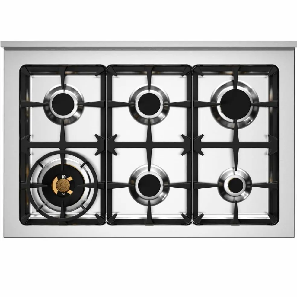 PRO96L2EXT2 Professional gasskomfyr 90 cm med 6 brennere og 2 ovner, rustfritt stål