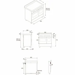 PRO96L2EXT2 Professional gasskomfyr 90 cm med 6 brennere og 2 ovner, rustfritt stål