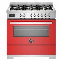 PRO96L1EXT2 Professional gasskomfyr 90 cm med 6 brennere og 1 ovn, rustfritt stål