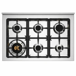 PRO96L1EXT2 Professional gasskomfyr 90 cm med 6 brennere og 1 ovn, rustfritt stål