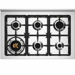 PRO96L1EXT2 Professional gasskomfyr 90 cm med 6 brennere og 1 ovn, rustfritt stål