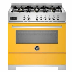 PRO96L1EXT2 Professional gasskomfyr 90 cm med 6 brennere og 1 ovn, rustfritt stål