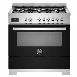PRO96L1EXT2 Professional gasskomfyr 90 cm med 6 brennere og 1 ovn, rustfritt stål