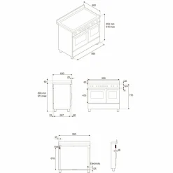 PRO106L2EXT2 Professional gasskomfyr 100 cm med 6 brennere og 2 ovner, rustfritt stål