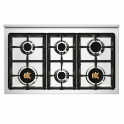 PRO106L2EXT2 Professional gasskomfyr 100 cm med 6 brennere og 2 ovner, rustfritt stål