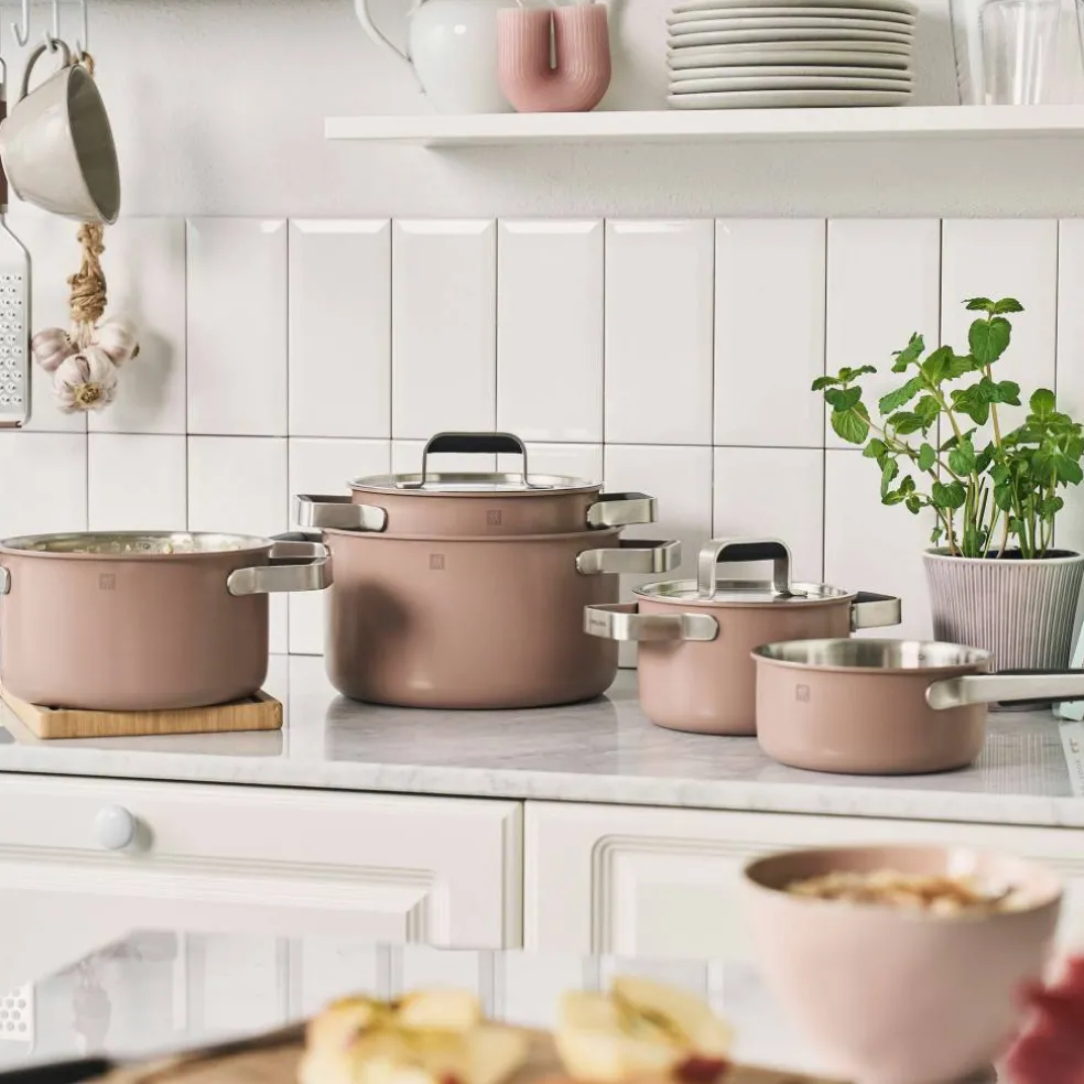 Pure grytesett 3 deler + 2 lokk, rustfritt stål, grønn