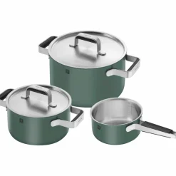 Pure grytesett 3 deler + 2 lokk, rustfritt stål, grønn