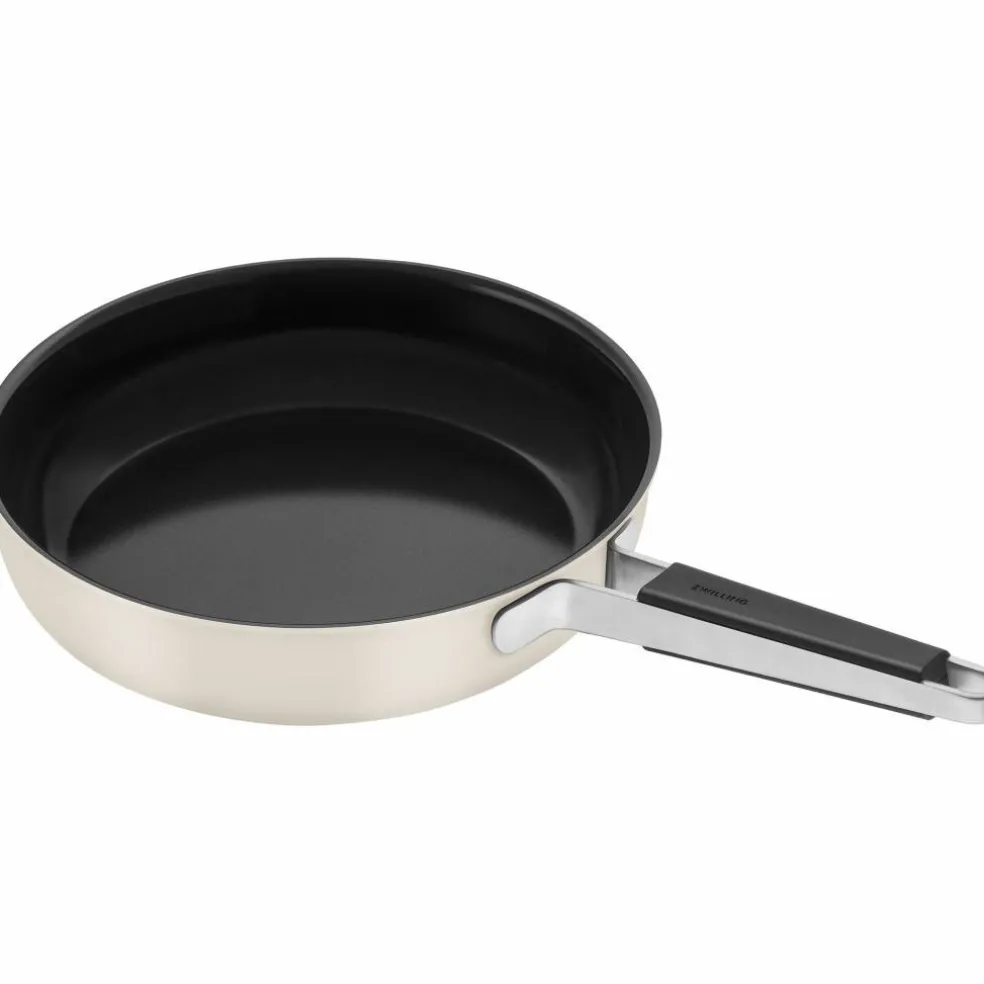 Pure stekepanne 28 cm, rustfritt stål, elfenbenshvit