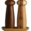 RAW kvernsett + brett, teak/mørkt tre