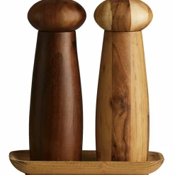 RAW kvernsett + brett, teak/mørkt tre
