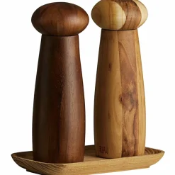 RAW kvernsett + brett, teak/mørkt tre