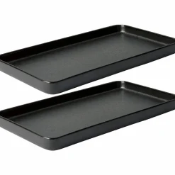 RAW rektangulær tallerken, 2 stk, 34 cm, titanium black
