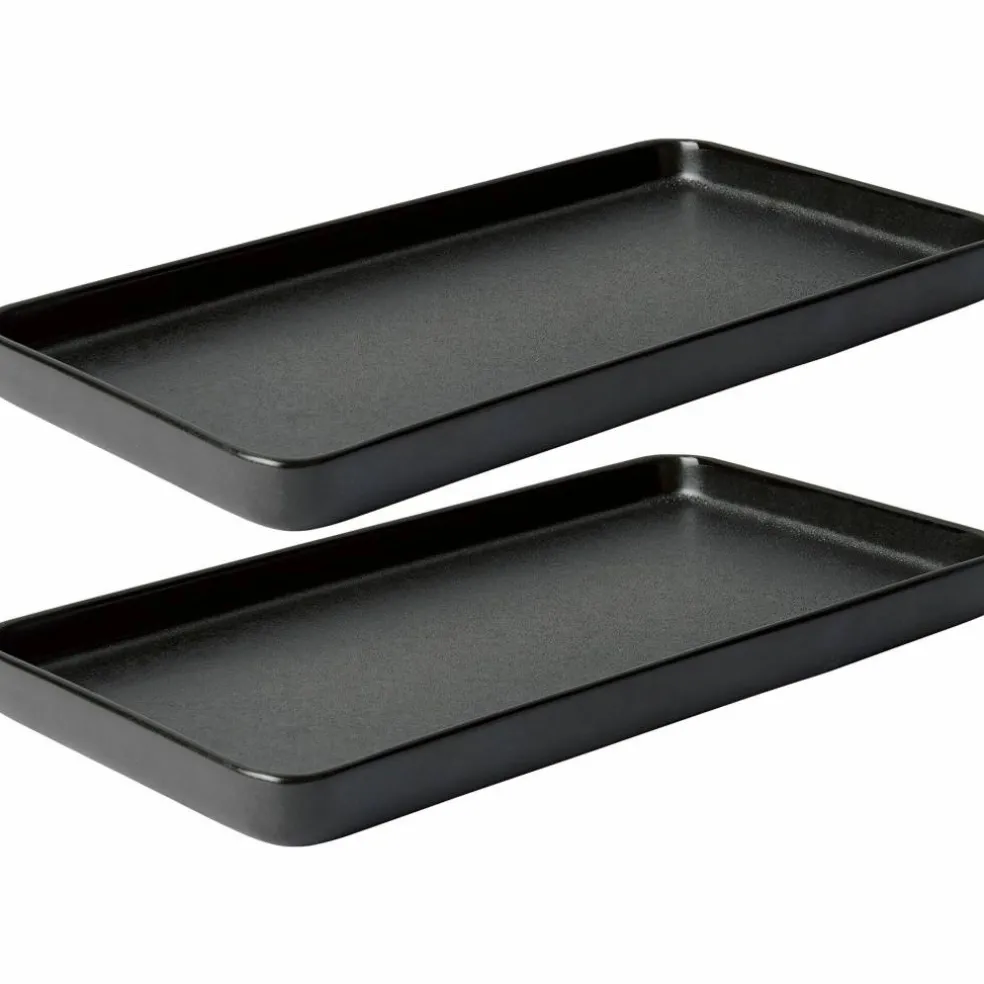 RAW rektangulær tallerken, 2 stk, 34 cm, titanium black