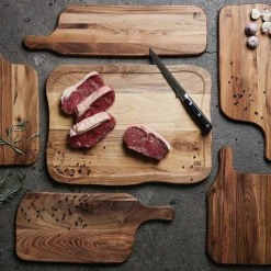 RAW Skjærebrett med saftrenne Teaktræ