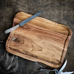 RAW Skjærebrett med saftrenne Teaktræ
