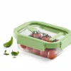 Rektangulær matboks 640 ml, glass/grønn
