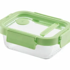 Rektangulær matboks 1050 ml, glass/grønn
