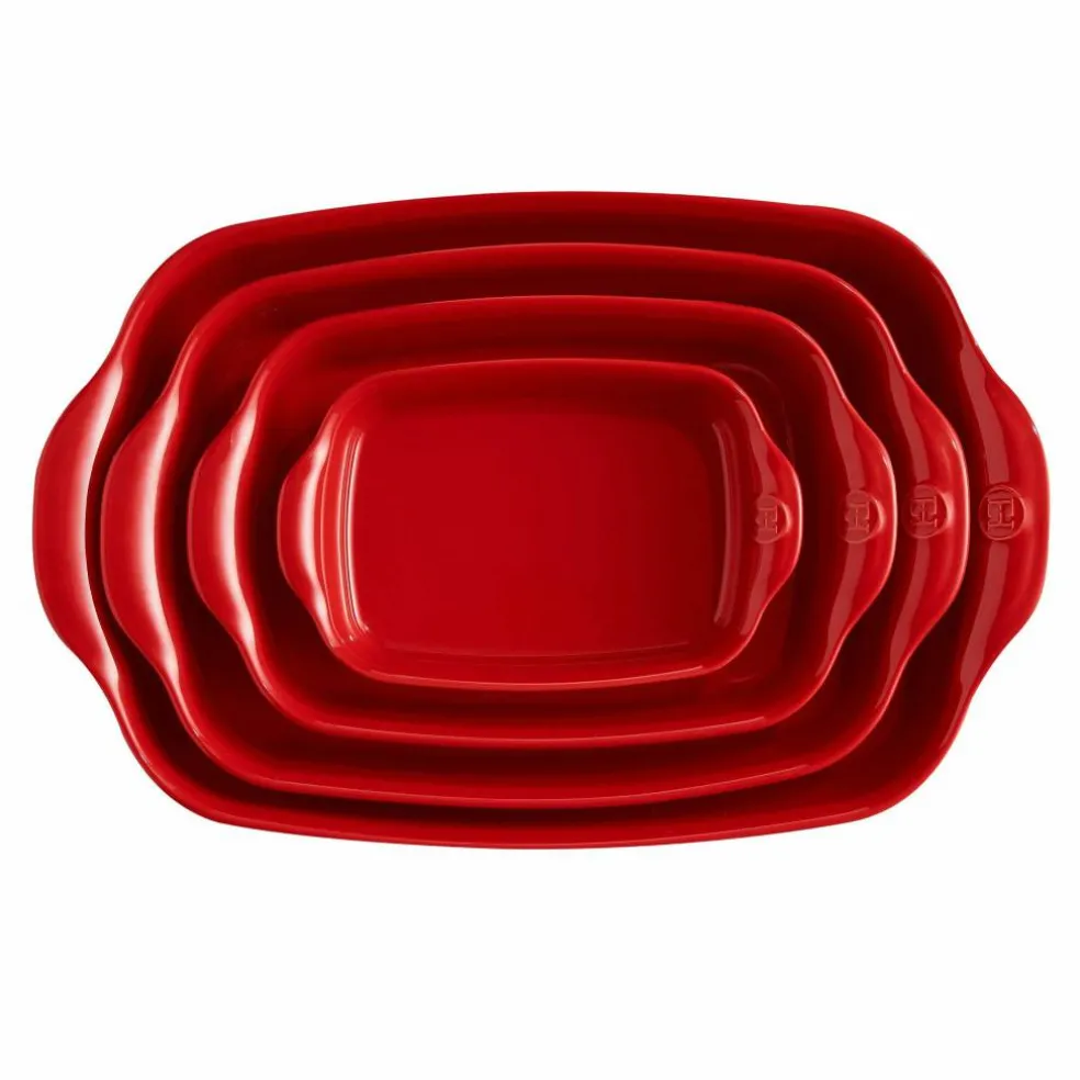 Rektangulær ovnsform (L) 4 liter, rød