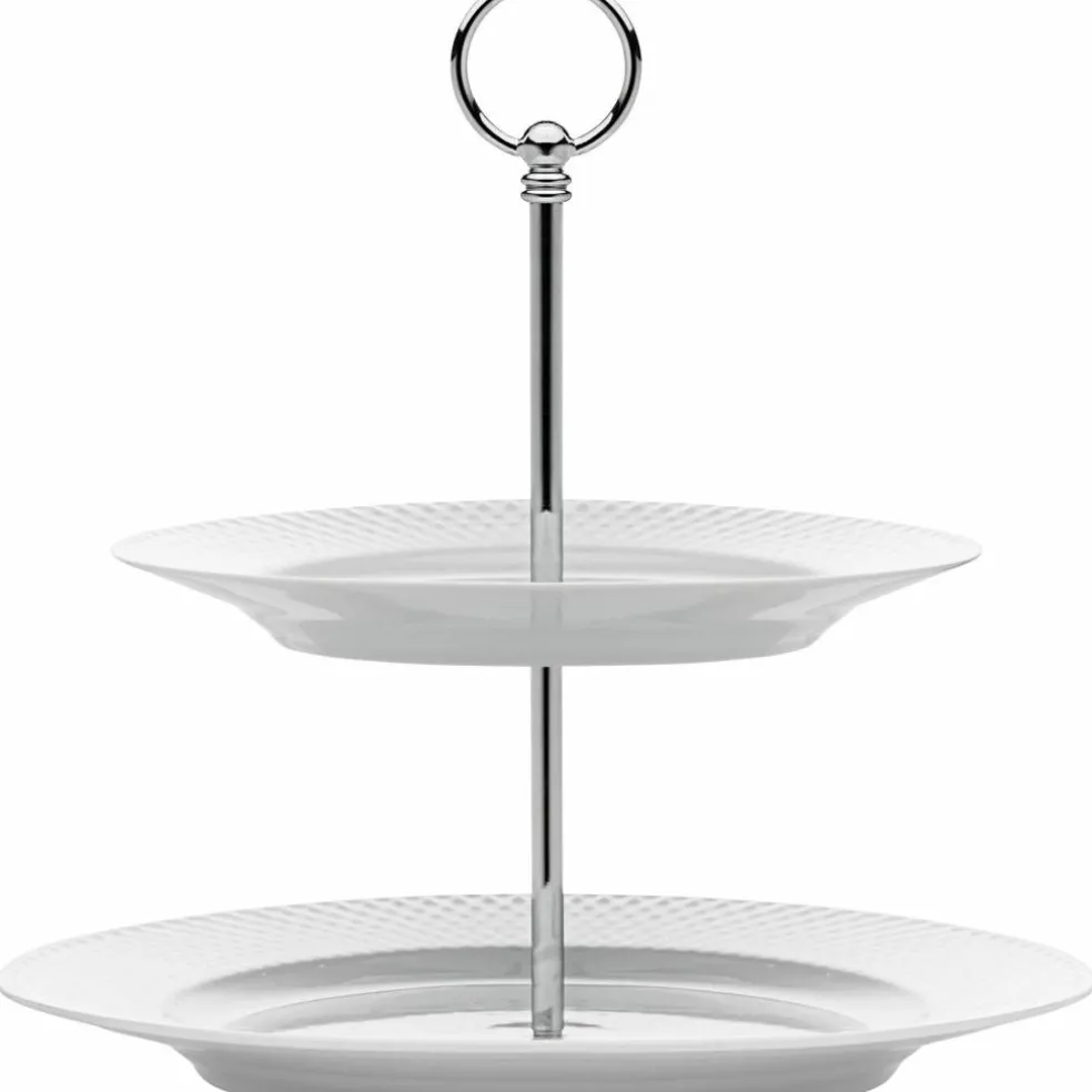 Rhombe kakefat, hvit Ø27 cm