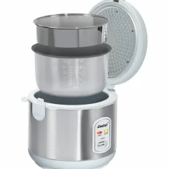 Riskoker, 1.8 liter, stål/hvit